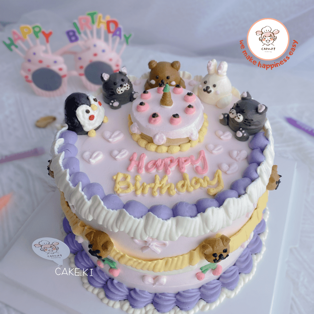 (3 Days Pre-Order) Party 5 Little Animals Design | Cake Ki Bakery