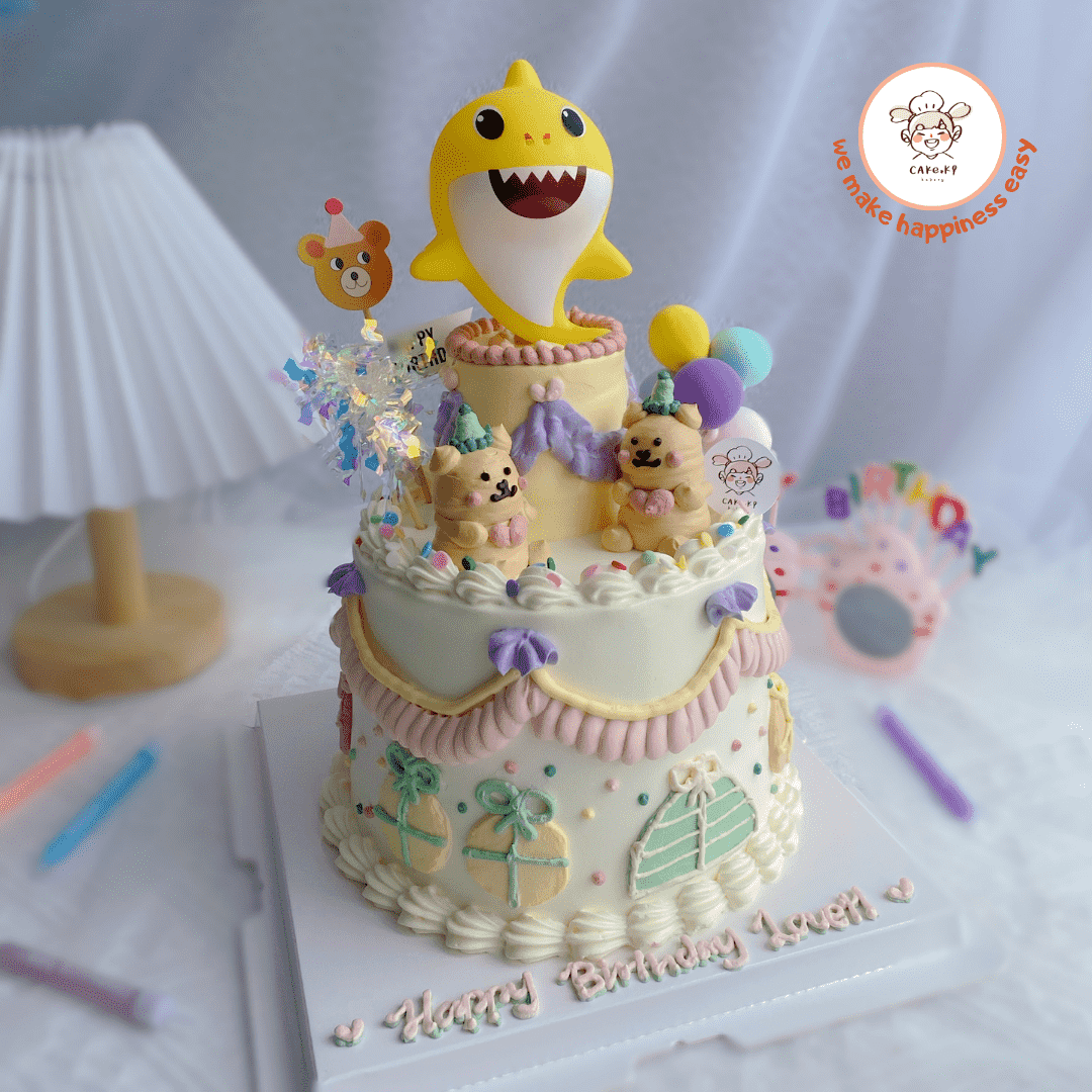 Cake Ki Bakery | (4 Days Pre-Order) Vintage Design Baby Shark with Bear Series