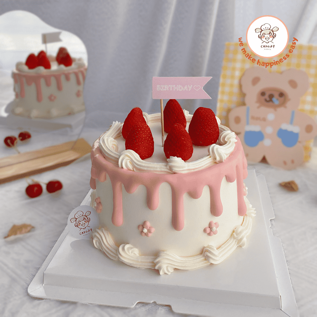 (2 Days Pre-Order) Vintage Series with Strawberry Design B | Cake Ki Bakery