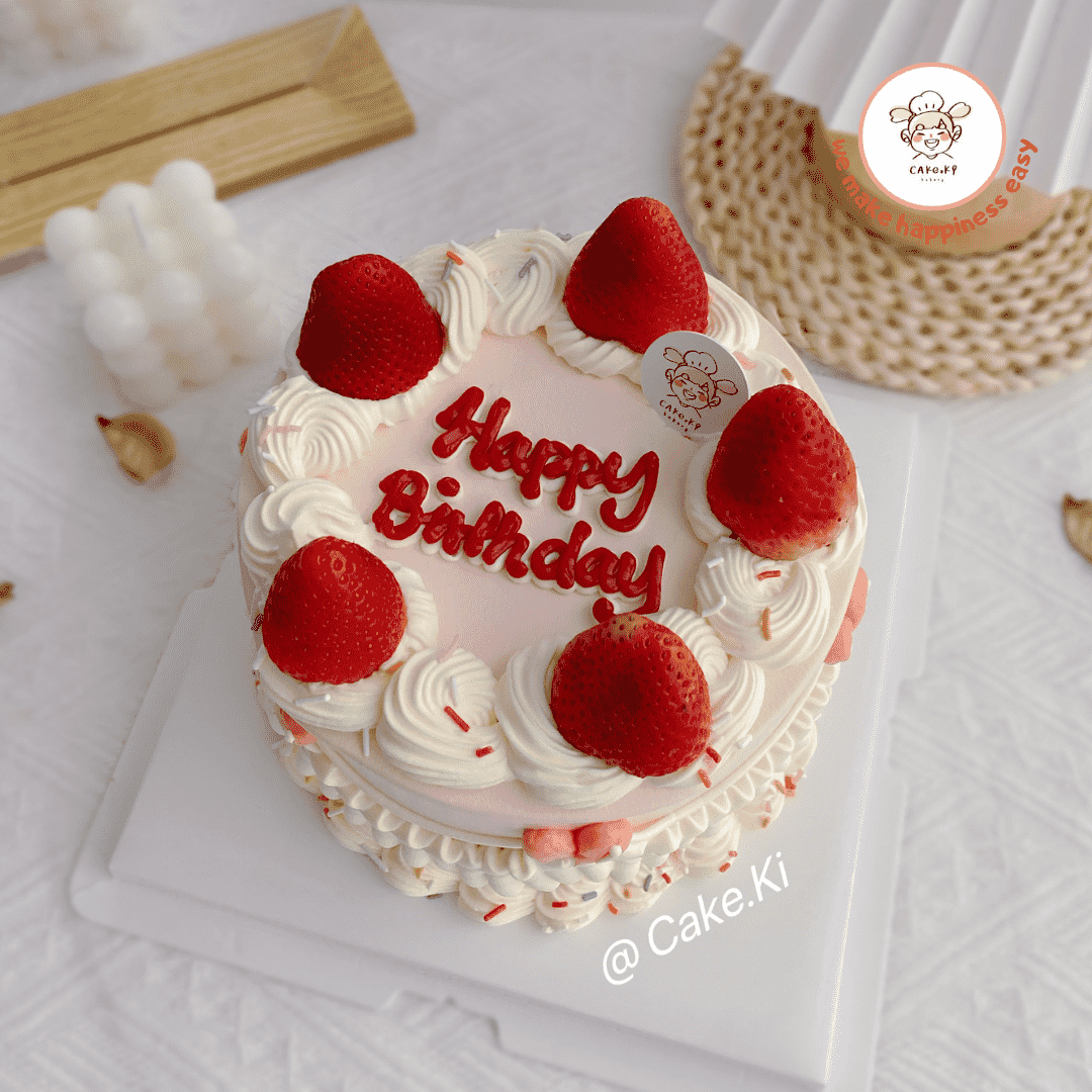 (2 Days Pre-Order) Vintage Series with Strawberry Design D | Cake Ki Bakery